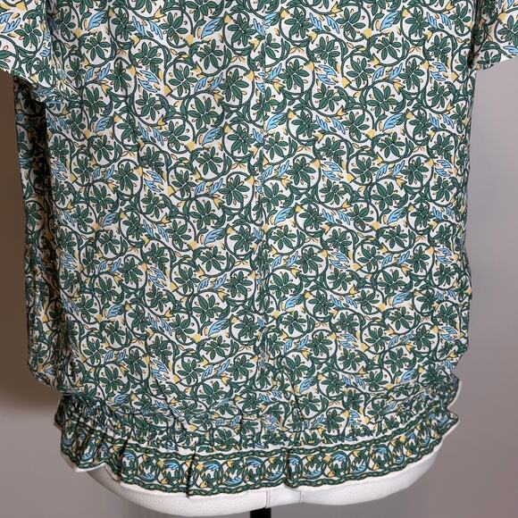 NWT Max Studio Green Floral Split Neck Flutter Sleeve Blouse Womens Size Small S - Picture 8 of 13